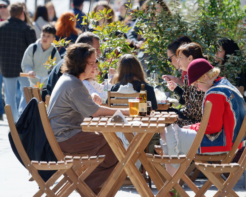 People relaxing at a terrace